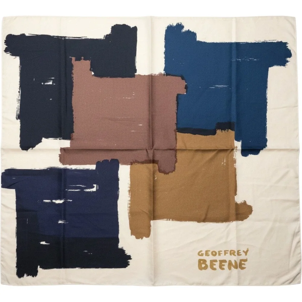 Vintage Geoffrey Beene Scarf Abstract Brushstroke Colorblock Modernist Square